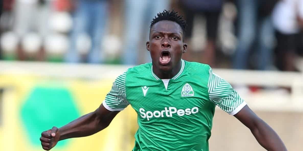 Gor Mahia's defender Rooney Onyango (left) and his teammate Benson Omalla celebrate in a past match.