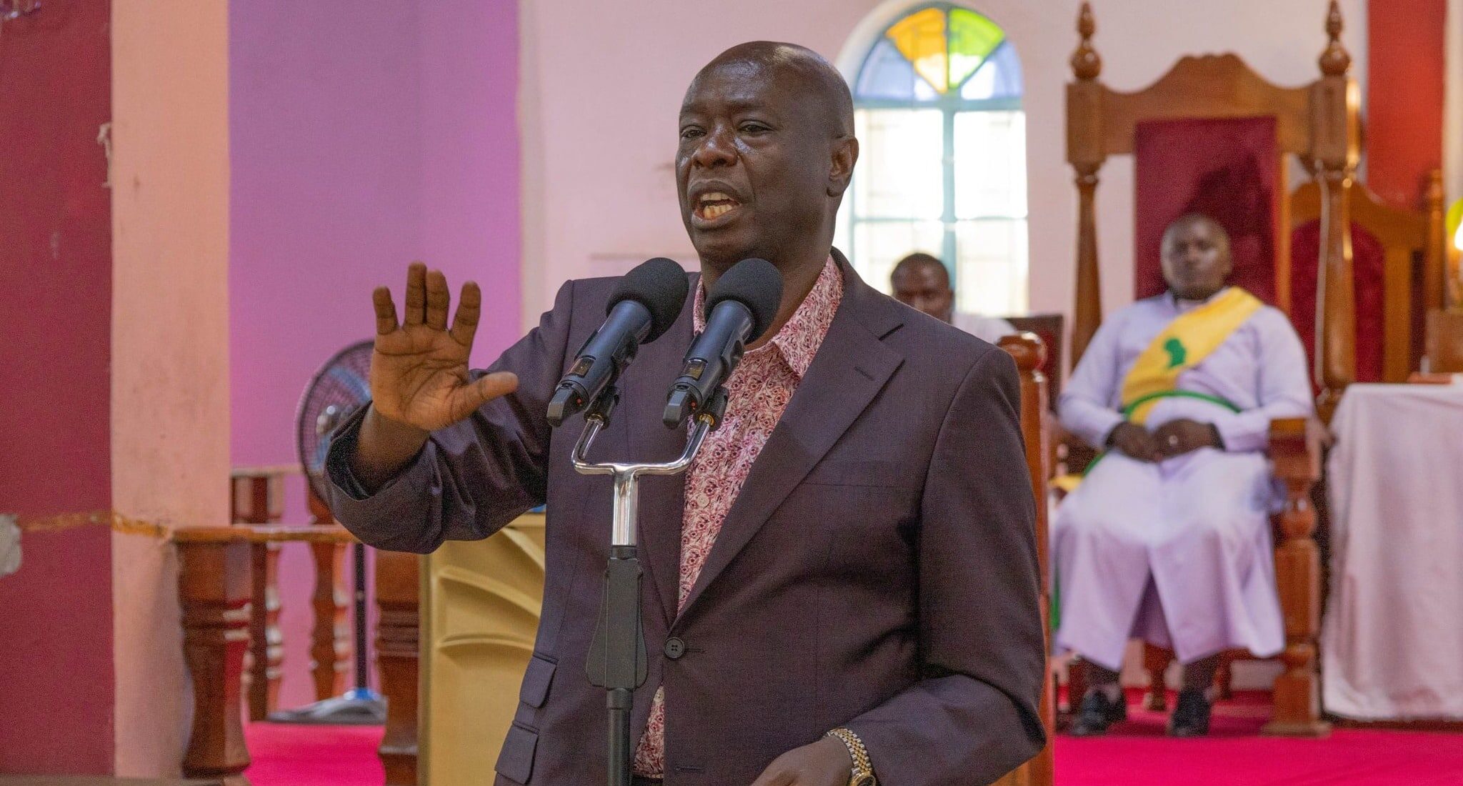 Former DP Rigathi Gachagua speaking at Christian faithful of AIPCA Dandora, Nairobi on January 12, 2025. PHOTO / Gachagua Facebook. Mudavadi