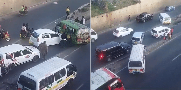 Motorists flouting traffic rules along Outering Road. Photo/ The Kenya Times