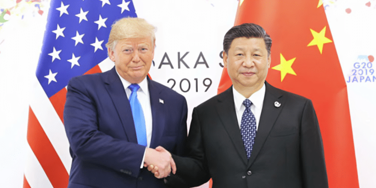 U.S. President Donald Trump meets with China's President Xi Jinping at the start of their bilateral meeting at the G20 leaders summit in Osaka, Japan, June 29, 2019. pHOTO/ Chhina MFA