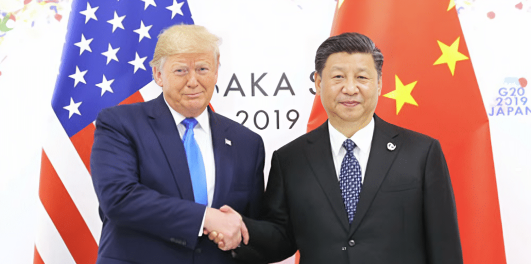 U.S. President Donald Trump meets with China's President Xi Jinping at the start of their bilateral meeting at the G20 leaders summit in Osaka, Japan, June 29, 2019. pHOTO/ Chhina MFA