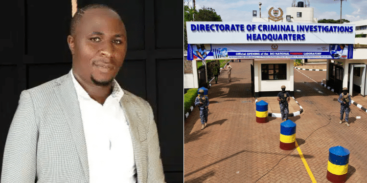 a COLLAGE OF Slain Molo Activist Richard Otieno AND dci HEADQUARTERS. Photo/Richard Otieno FB