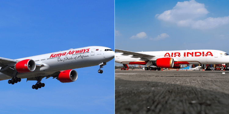 A collage of Kenya Airways and Air India. Photo/ KD. Air India