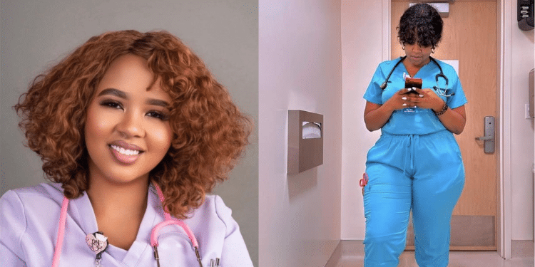 Nurse Judy smiling, Nurse Judy in work attire.