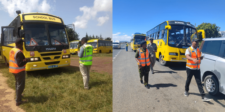 NTSA officials and police officers conduct safety checks on school buses. PHOTO/NTSA.