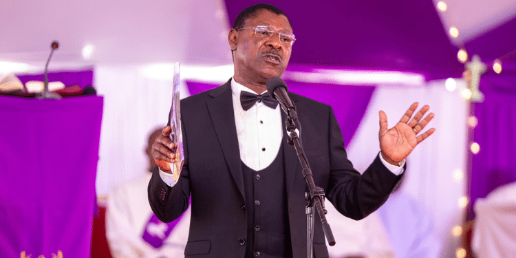 National Assembly Speaker Moses Wetangula speaking during the burial of his mother on January 3, 2025. PHOTO/Wetangula Facebook.