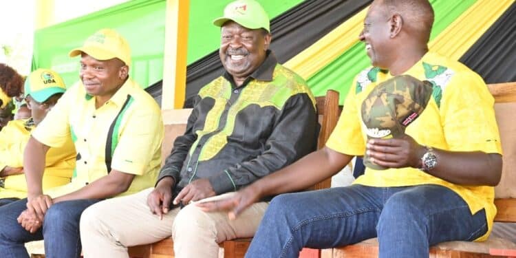President William Ruto , Musalia Mudavadi and DP Kithure Kindiki. Photo/ PCS