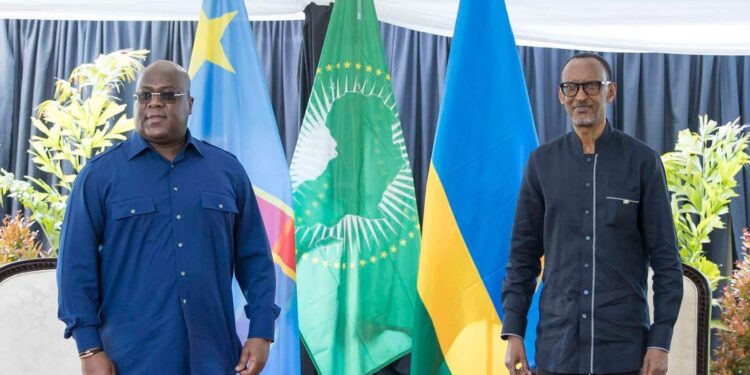 Dr Congo President Félix Tshisekedi (L) And President Paul Kagame, Seen Here In 2021,