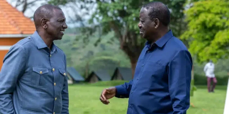 President William Ruto and Azimio leader Raila Odinga. PHOTO/Pcs