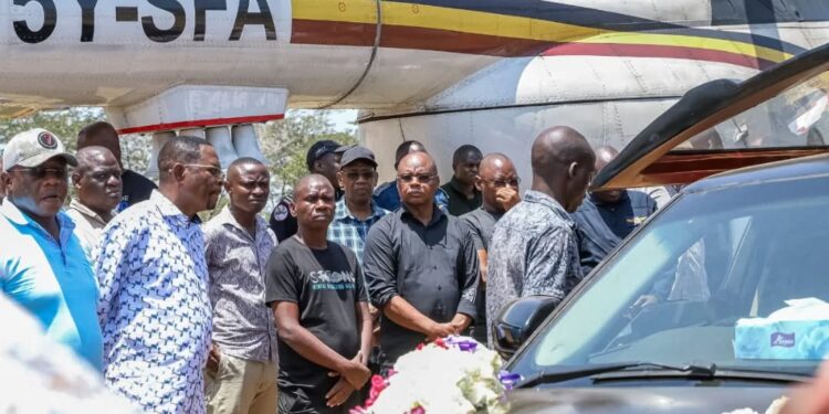 amily, friends and relatives gather beside the body of Mzee Kingi Mwaruwa Mkweha, the father of Senate Speaker Amason Kingi/HANDOUT