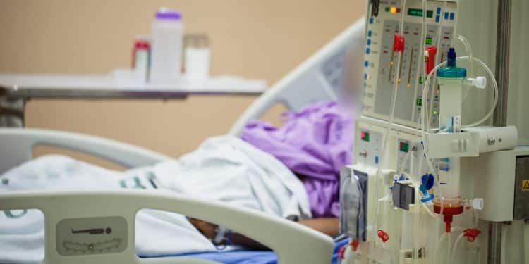 A patient undergoing dialysis.