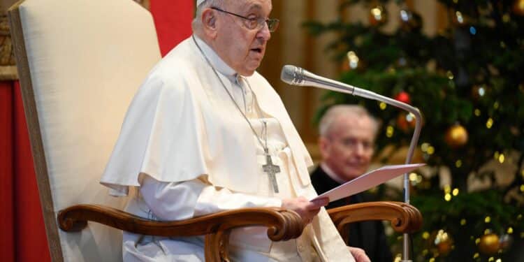 Pope Francis delivers his annual ‘State of the World’ address to members of the Vatican diplomatic corps. Photo/ Vatican