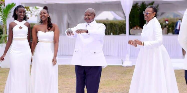 Uganda's President Yoweri Museveni his wife, Janet Museveni during the renewal of their vows.
