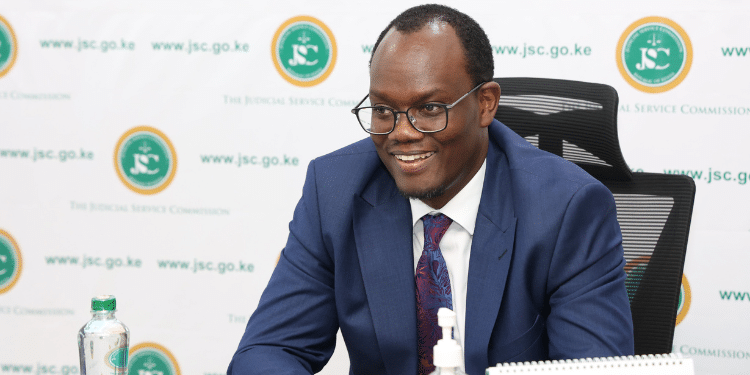 Judiciary Deputy Chief Registrar Paul Ndemo Maina durin an interview for the position of the Chief Registrar of the Judiciary on March 18, 2024. PHOTO/JSC.