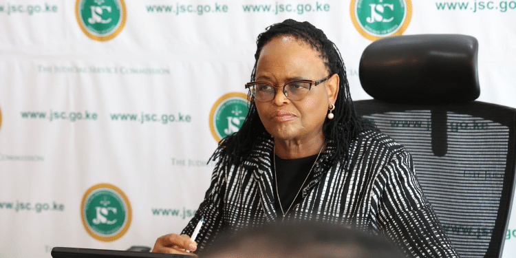 Chief Justice Martha Koome during Selection of the Chief Registrar of the Judiciary interview in March 2024. PHOTO/JSC. Paul Ndemo