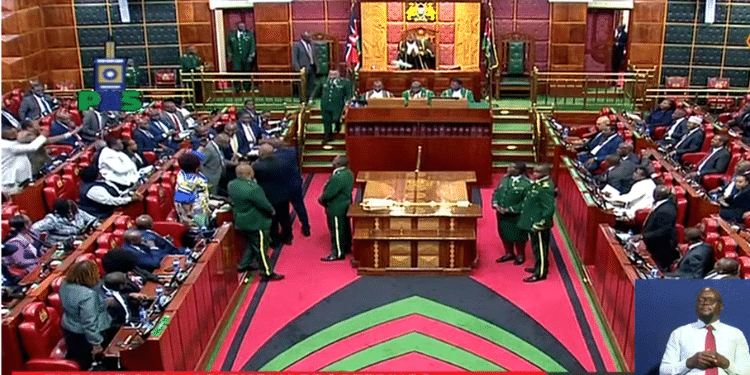 Photos of MPs arguing in Parliament on February 11, 2025. PHOTO/ Screengrab PBU.