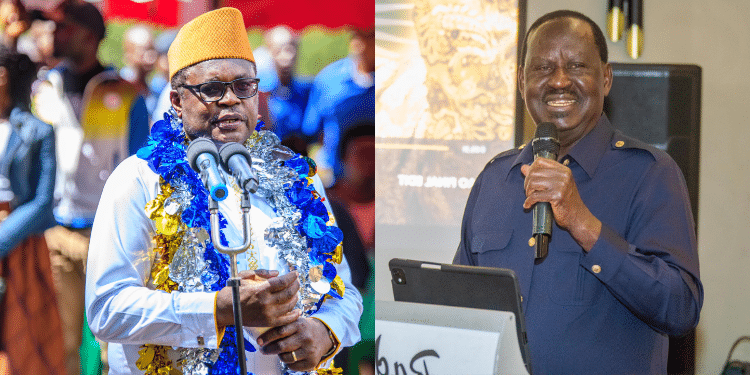 Collage Photo of Bungoma Governor, Kenneth Lusaka and former Prime Minister Raila Odinga. PHOTO/Luasaka/Raila