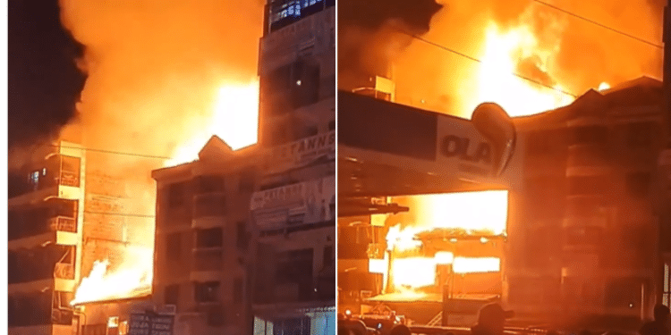 Pettans Technical College main campus in Kiambu town on fire. PHOTO/ Screengrab UGC.