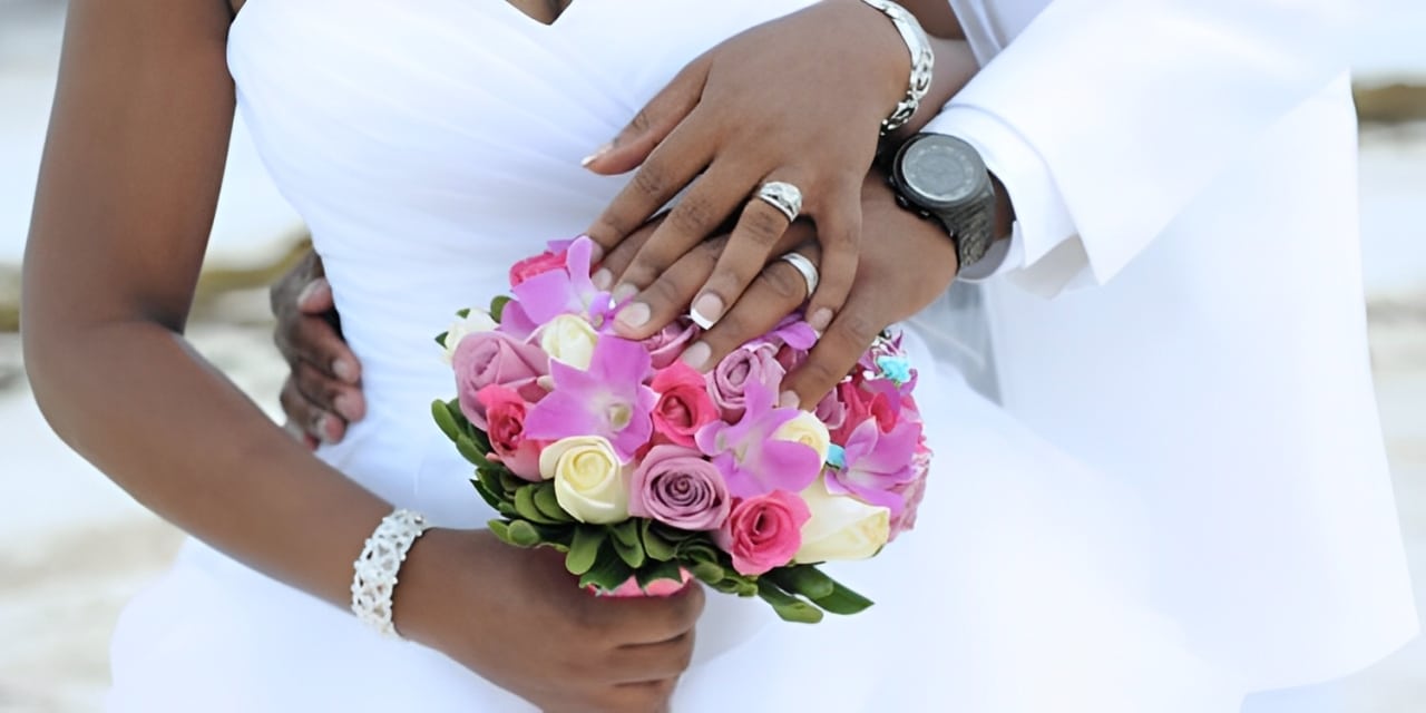 Black couple wedding.