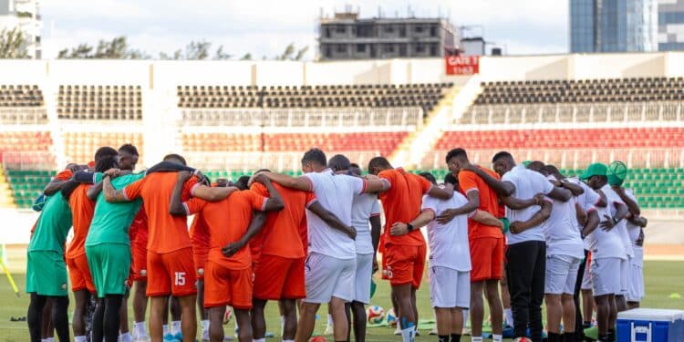 Harambee Stars players at a past training session. PHOTO/Harambee Stars X