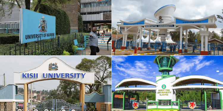 A collage of UoN, Kenyatta University, Kisii University and Egerton University.