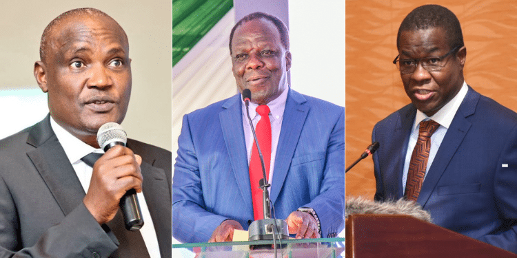 National Treasury CS John Mbadi, Co-operatives and MSMEs Development CS Wickliffe Oparanya, and Energy CS Opiyo Wandayi