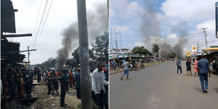 A collage of traders protesting on Jogoo Road in Nairobi on March 18, 2025.