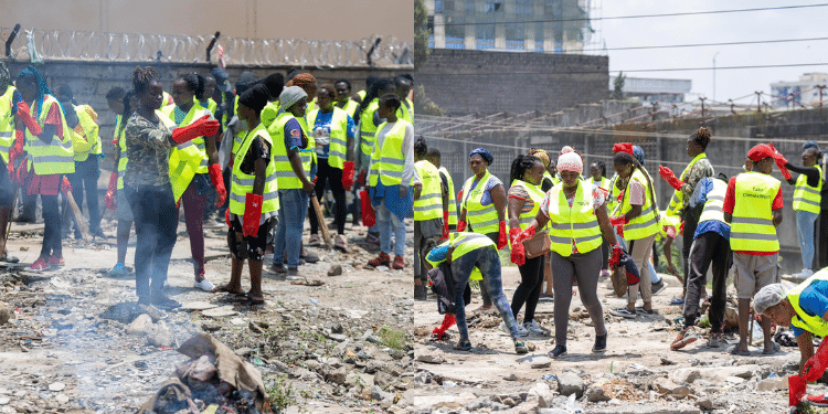 The Climate WorX Kazi Mtaani Initiative begun in October 2024 with youth in South B, Nairobi, cleaning the Nairobi River. PHOTO/PCS. Climate WorX Mtaani