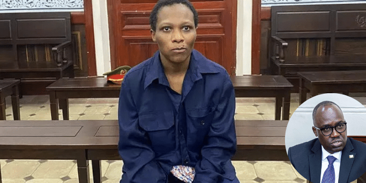 A photo collage of Macharia Margaret Nduta at the HCMC People's Court, March 6, 2025 and Foreign Affairs PS Korir Sing'Oei. PHOTO/ VnExpress/Hal Duyen/Korir X.