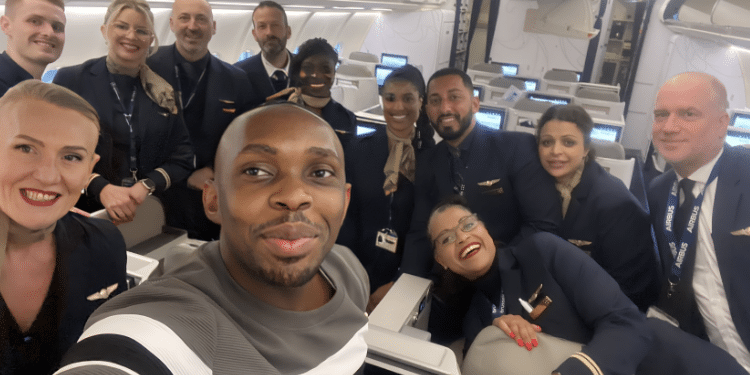 Mulungi Jonathan light moment with the flight crew PHOTO/UBC Uganda