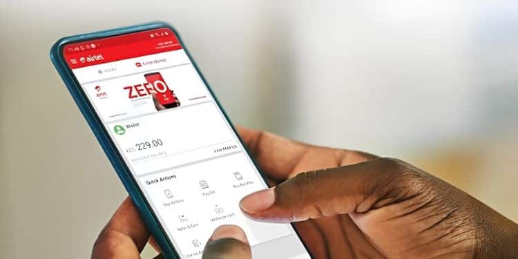 A person using Airtel Money mobile services.
