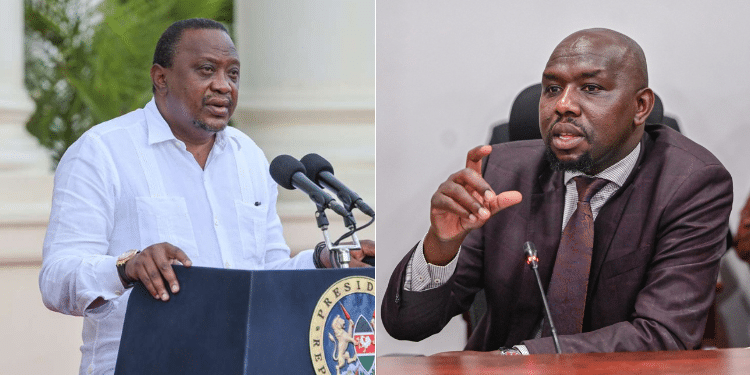 A collage of Interior Cabinet CS Kipchumba Murkomen and former President Uhuru Kenyatta