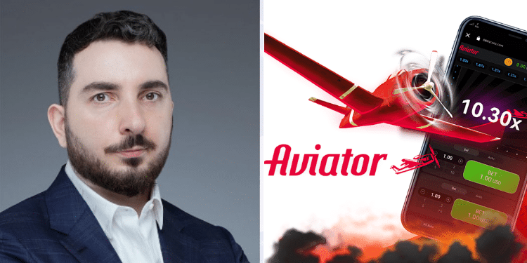 Shalva Bukia, co-founder of Spribe, and an An interface of aviator betting site. PHOTO/ Spribe. Shalva