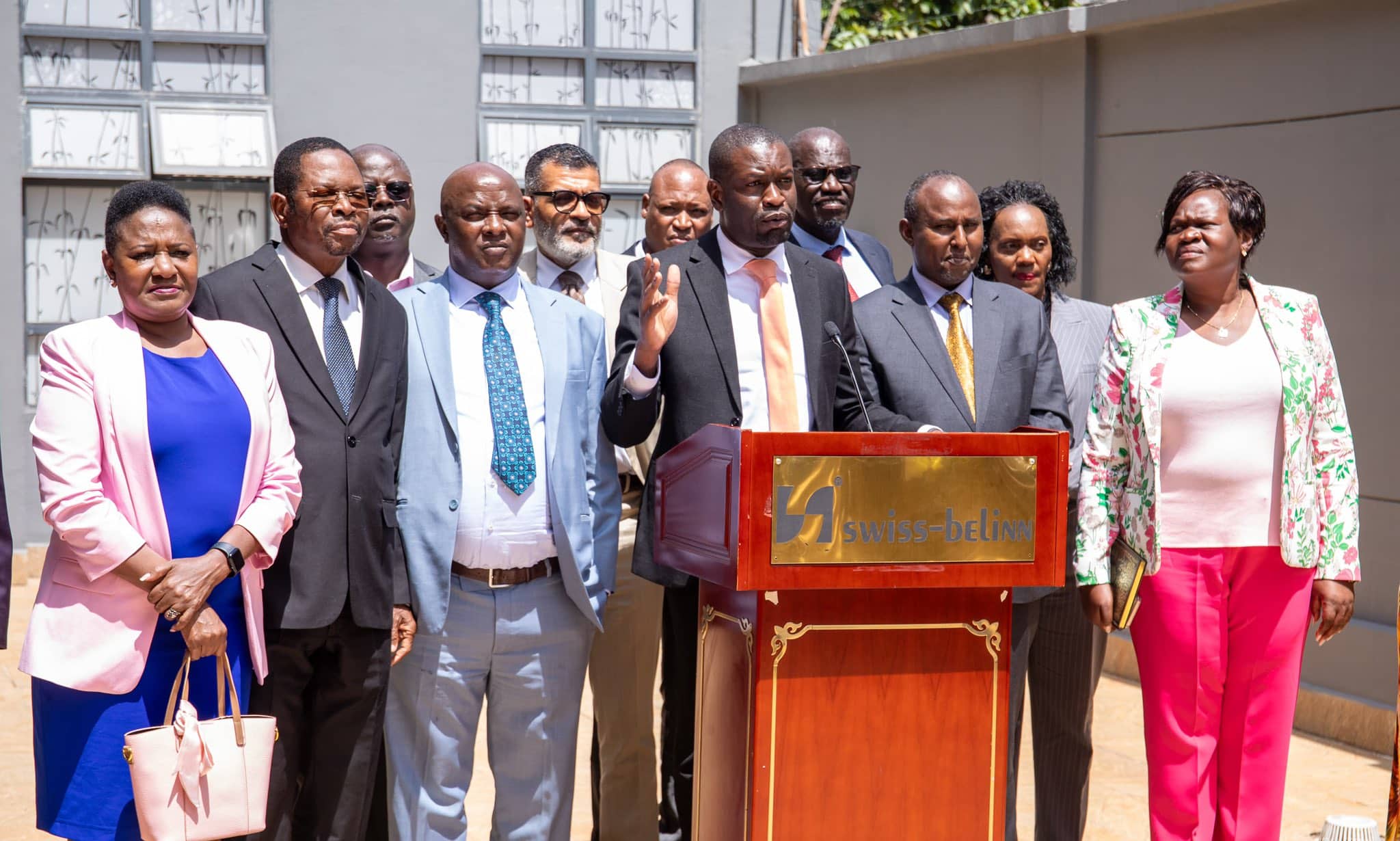 Photo of ODM Secretary General Edwin Sifuna together with other leaders on April 2 2025. PHOTO/ODM