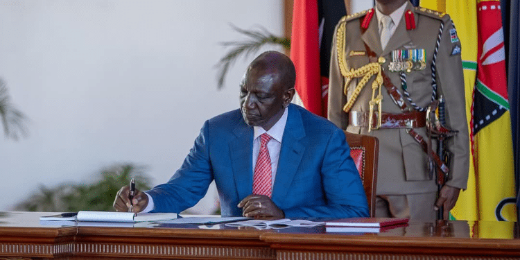 Atheists on President William Ruto during the swearing-in of the newly appointed Cabinet Secretaries and Principal Secretaries at State House, Nairobi. PHOTO/PCS