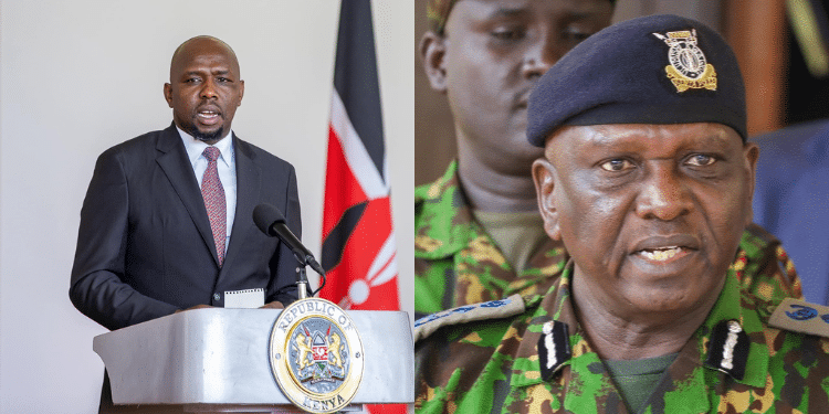 A Collage of CS Murkomen and IG Douglas Kanja PHOTO/ Murkomen, NPS
