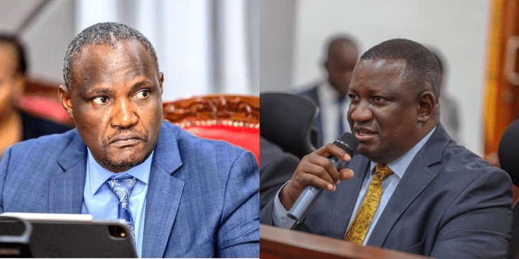 A photo collage of Treasury CS John Mbadi and Sports CS Salim Mvurya. PHOTO/Treasury X & Parliament. CHAN