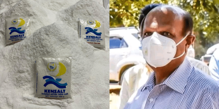 A Side-By-Side Photo Of Mansukh Patel And Packets Of Kensalt. Photo/Kensalt.