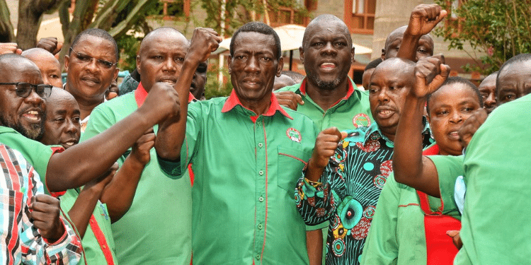 KNUT Secretary General Collins Oyuu and other officials during a past press conference. PHOTO/KNA.