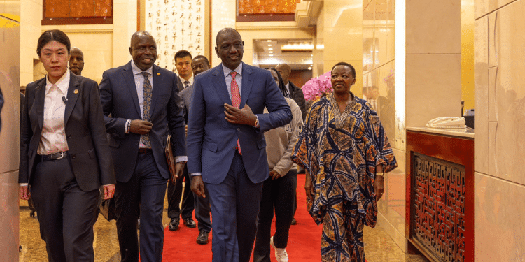 President William Samoei Ruto and First Lady Rachel Ruto arrive in China. PHOTO/PCS.