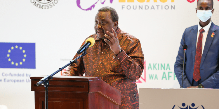 Former President Uhuru Kenyatta Speaking at the Summit in Uganda PHOTO/ Office of 4th President