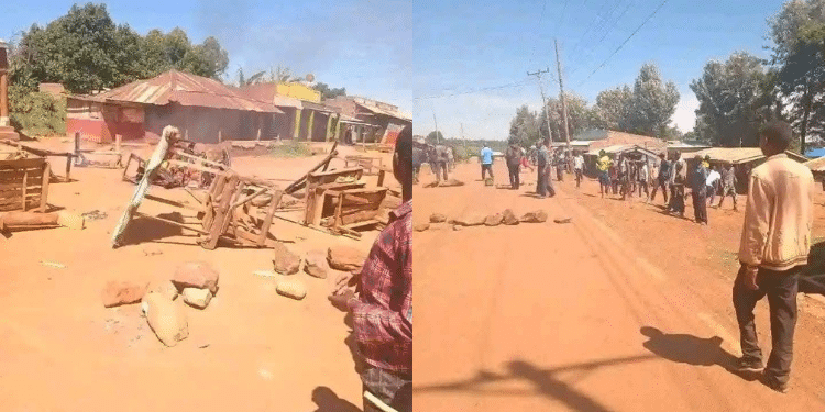 Residents protesting at Angata Barikoi area in Kilgoris, Narok County. Five people were shot dead during the confrontation with police. PHOTO/ Screengrab UGC. Gachagua