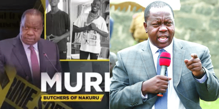 A collage of NTV documentary and Former Interior Cabinet Secretary Dr Fred Matiang’i. Photo/ NMG. Matiang’i