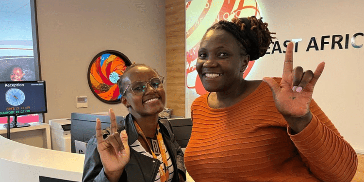 Photo of BBC News Editor, Ruth Nesoba (right) with her colleague. PHOTO/Nesoba
