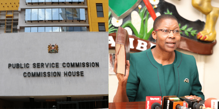 A collage of PSC and Attorney General Dorcas Oduor PHOTO/ Dorcas Oduor/Standard