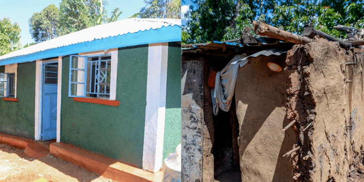 A collage of before and after photos of a house rehabilitated by Interior PS Raymond Omollo PHOTO/Widow Empowerment Program