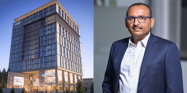 A collage of Purple Tower and Chairman of Purple Dot International Pravin Pindoriya PHOTO/Purple Dot Limited/ Lee Kinyanjui
