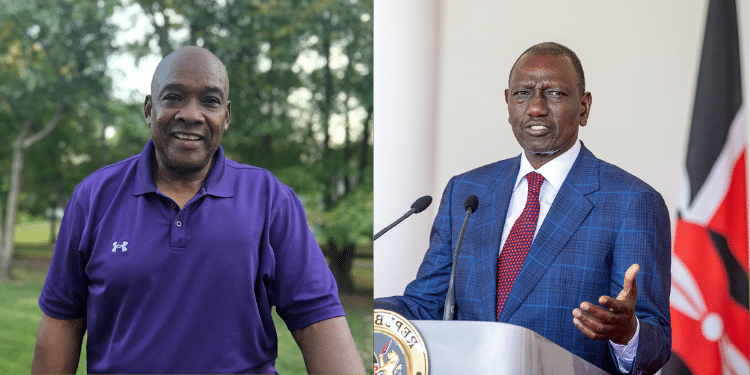 A collage of Rickey Bolden and President William Ruto PHOTO/PCS/SMU Athletics