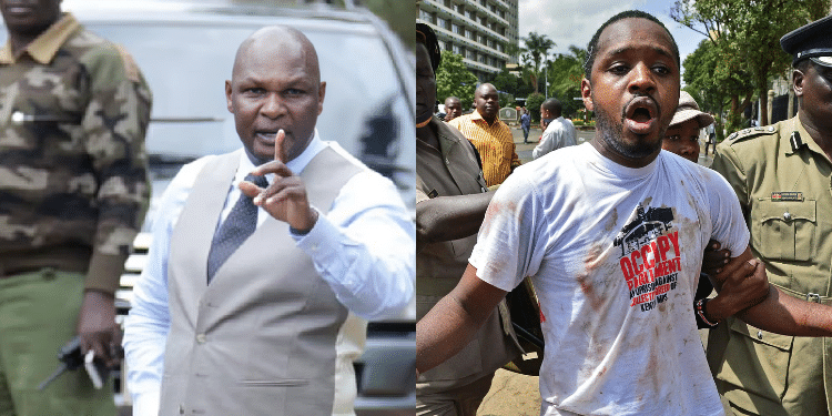 A collage of Ruto's Aide Farouk Kibet and Kenyan Activist Boniface Mwangi PHOTO/Standard