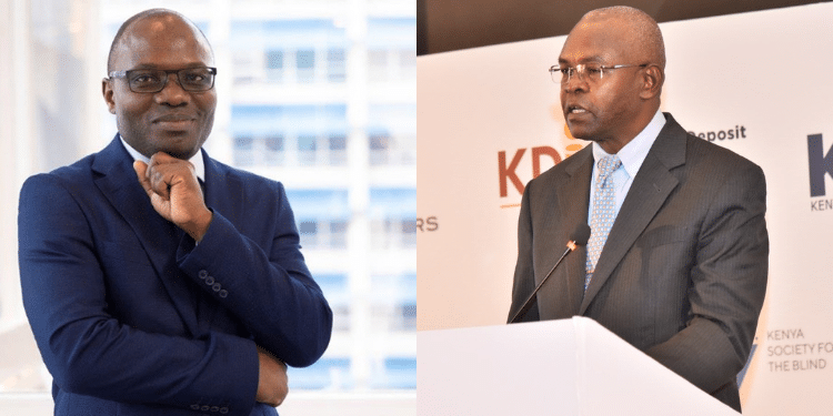 A photo collage of CBK Governor Kamau Thugge and Kenya Bankers Association CEO Raimond Molenje. PHOTO/KBA/CBK.